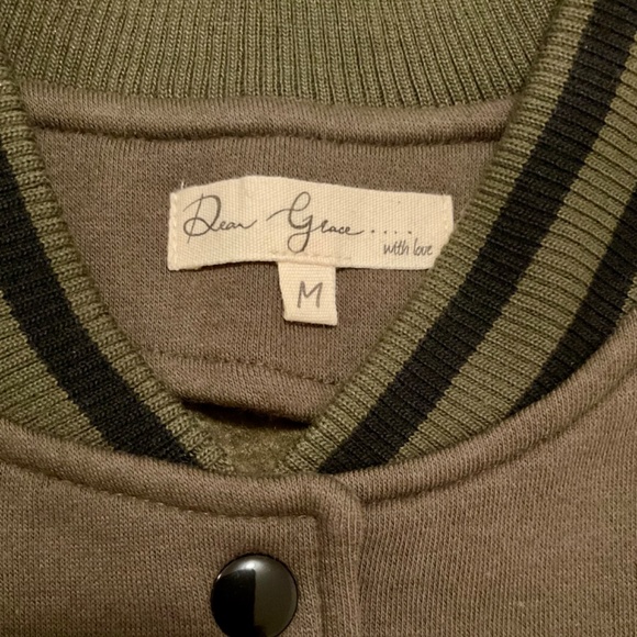 Soft shell letterman/olive green and black/lightweight jacket,snap front,New. - Picture 4 of 7